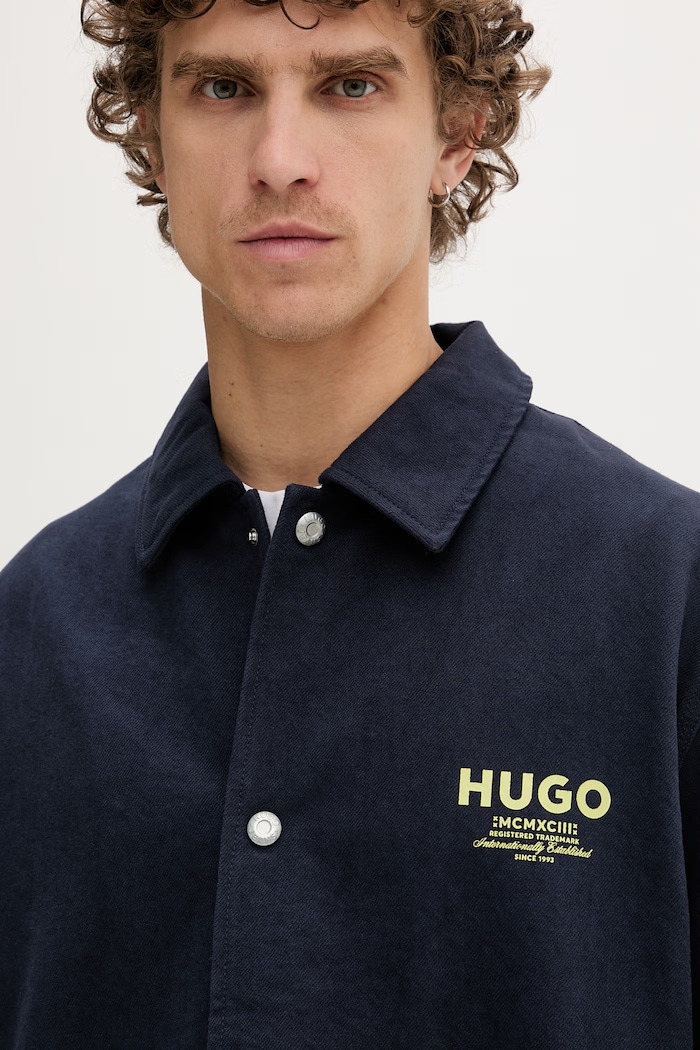 HUGO Blue krátka bunda pánska bavlnená Biyo262D1 tmavomodrá 50561998