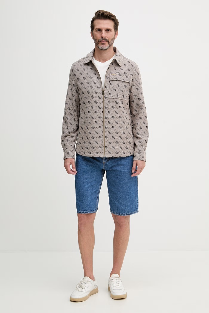 Guess bunda pánska s bavlnou M6GL05.W1661 hnedá SS26