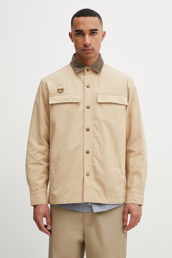 Barbour MOS0460TA71 kurtka koszulowa bawełniana męska beżowy MOS0460TA71