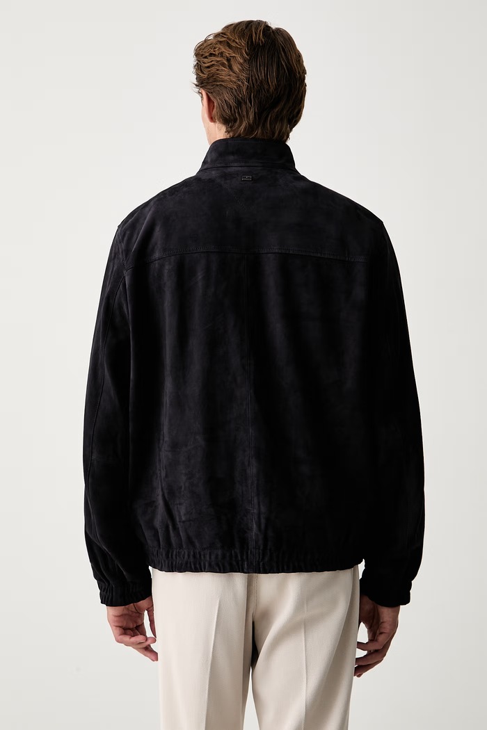 Odzież Tommy Hilfiger kurtka przejściowa męska zamszowa MW0MW42691 granatowy