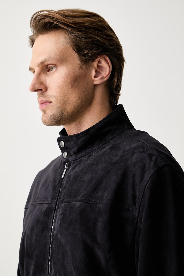 Tommy Hilfiger kurtka przejściowa męska zamszowa granatowy MW0MW42691