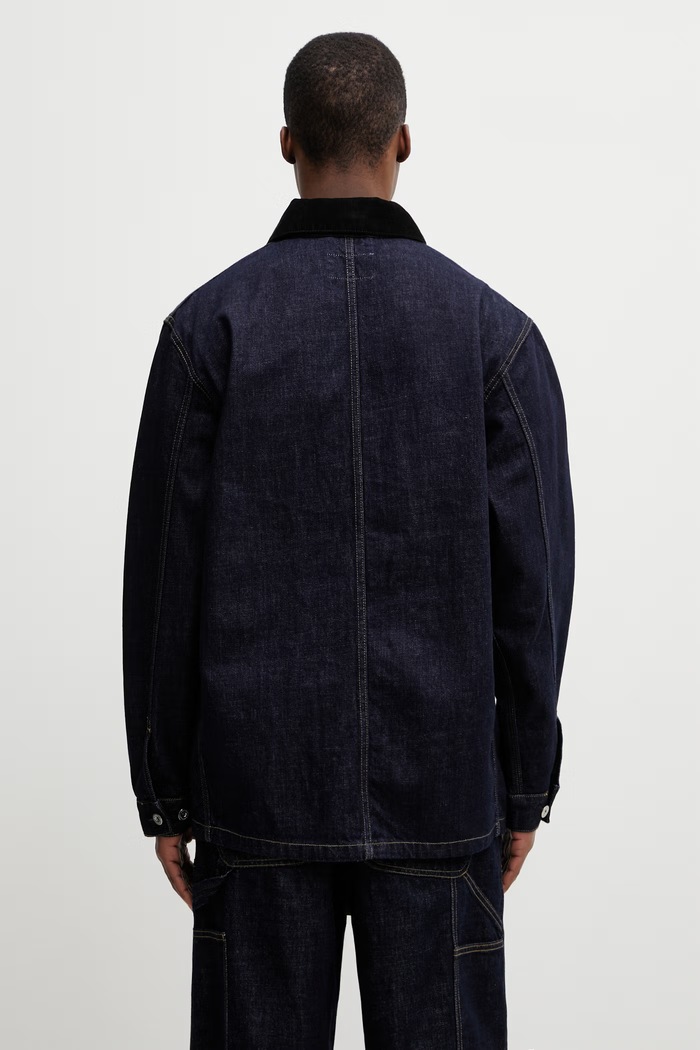 Odzież Carhartt WIP Warren Chore Coat kurtka jeansowa męska I036592.B8902 niebieski