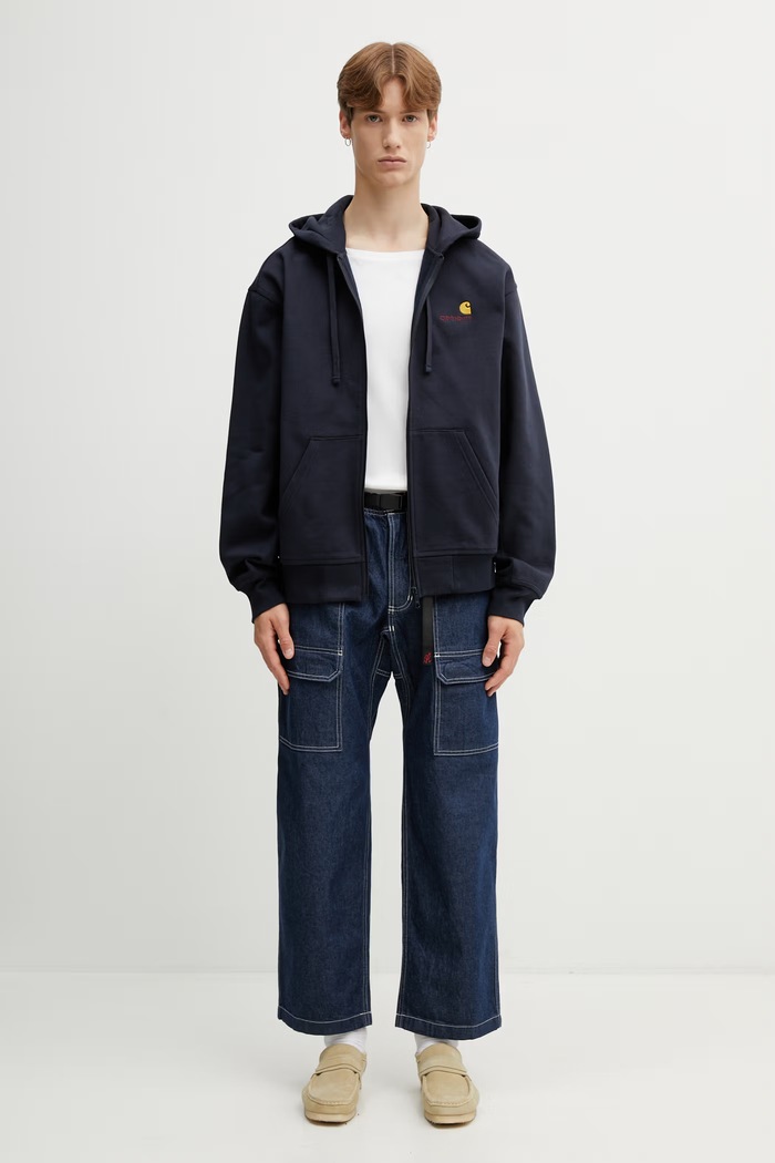 Carhartt WIP Hooded American Script Jacket hoodie with cotton Men's I033063.J0XX navy