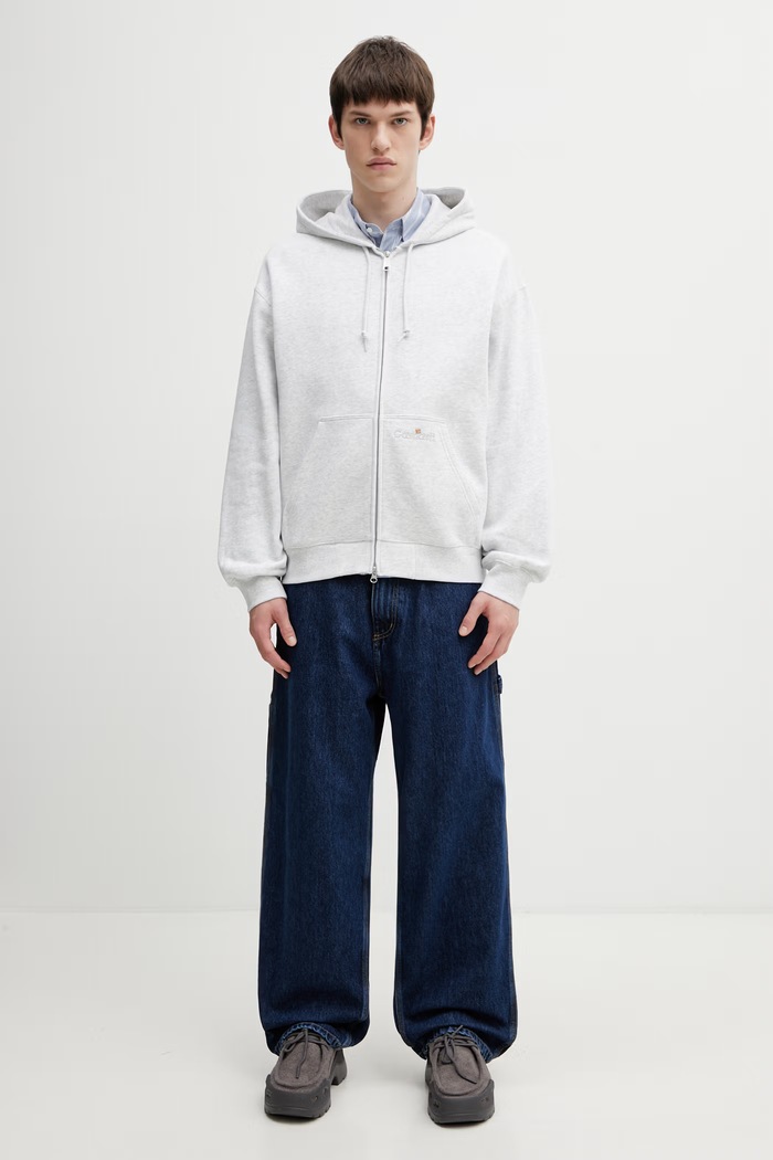 Carhartt WIP Hooded WIP Label Sweat Jacket zip-up sweatshirt cotton Men's I036347.482XX gray