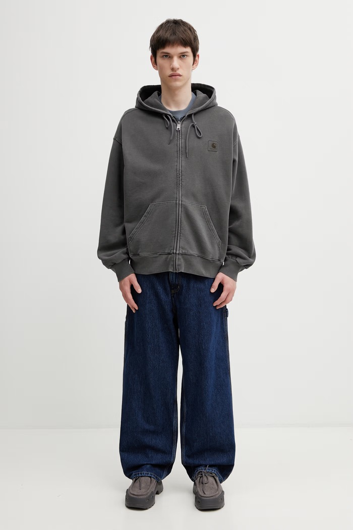 Carhartt WIP Hooded Nelson Jacket zip-up sweatshirt cotton Men's I033064.89GD gray