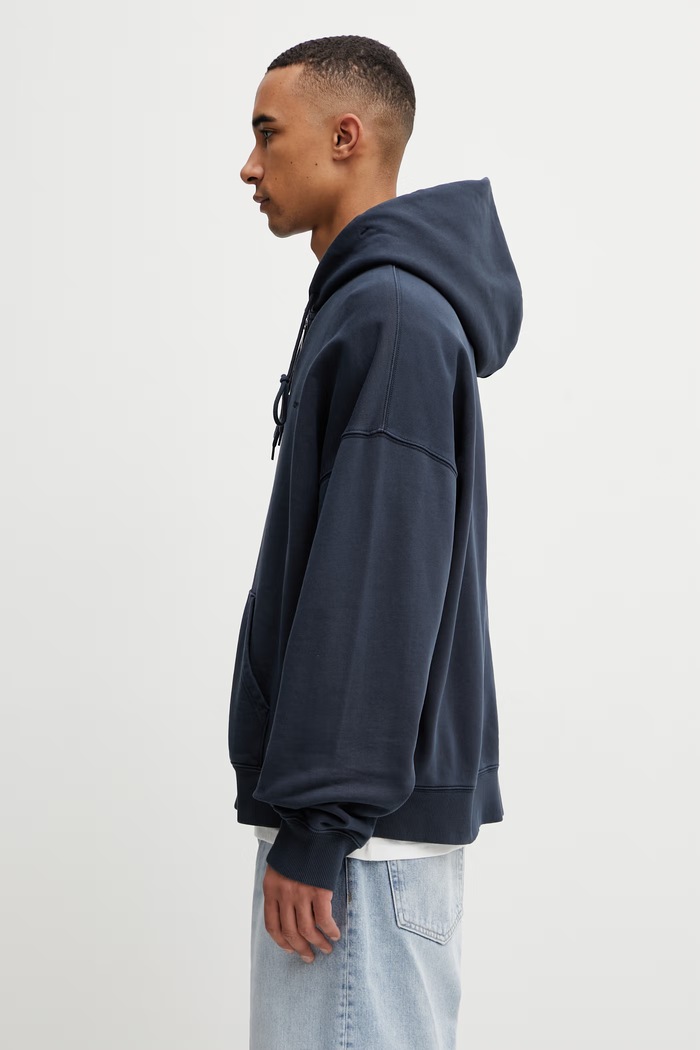 Carhartt WIP Hooded Benton Sweat Jacket hanorac cu fermoar și glugă pentru bărbați din bumbac I035437.3IWGD bleumarin SS26
