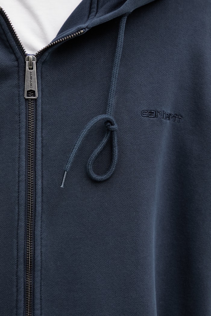 Carhartt WIP Hooded Benton Sweat Jacket hanorac cu fermoar și glugă pentru bărbați din bumbac bleumarin I035437.3IWGD
