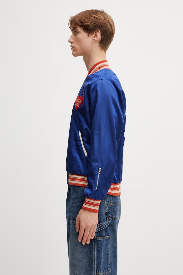 Human Made MENS WOVEN JACKET bunda bomber s bavlnou pánska HM31JK008 modrá SS26