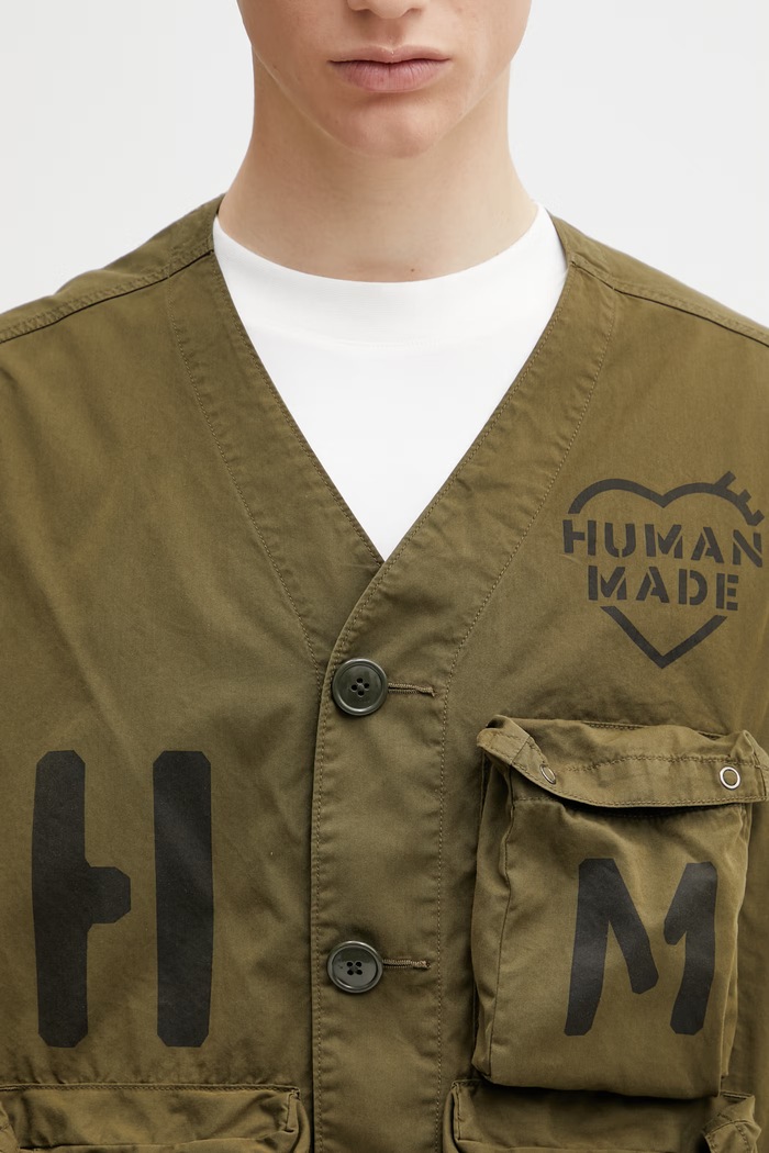 Human Made MENS WOVEN JACKET bezrękawnik męski z bawełną zielony HM31JK010