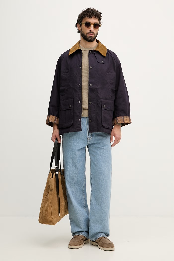 Barbour krátka bunda pánska bavlnená Bedale MCA1102 tmavomodrá SS26
