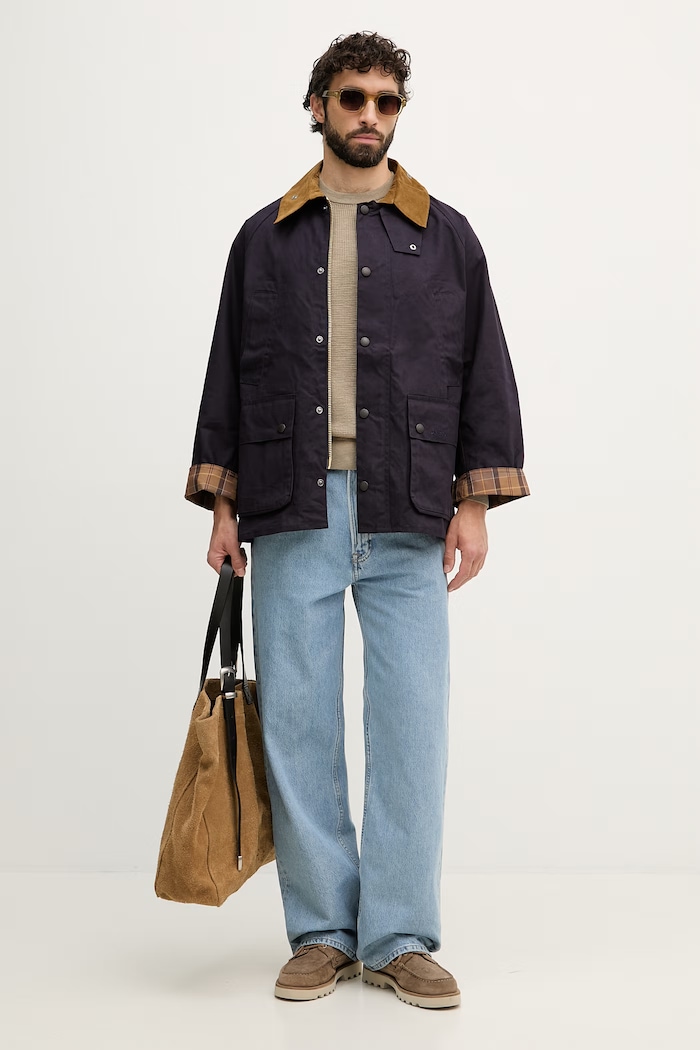 Barbour krátka bunda pánska bavlnená Bedale MCA1102 tmavomodrá SS26