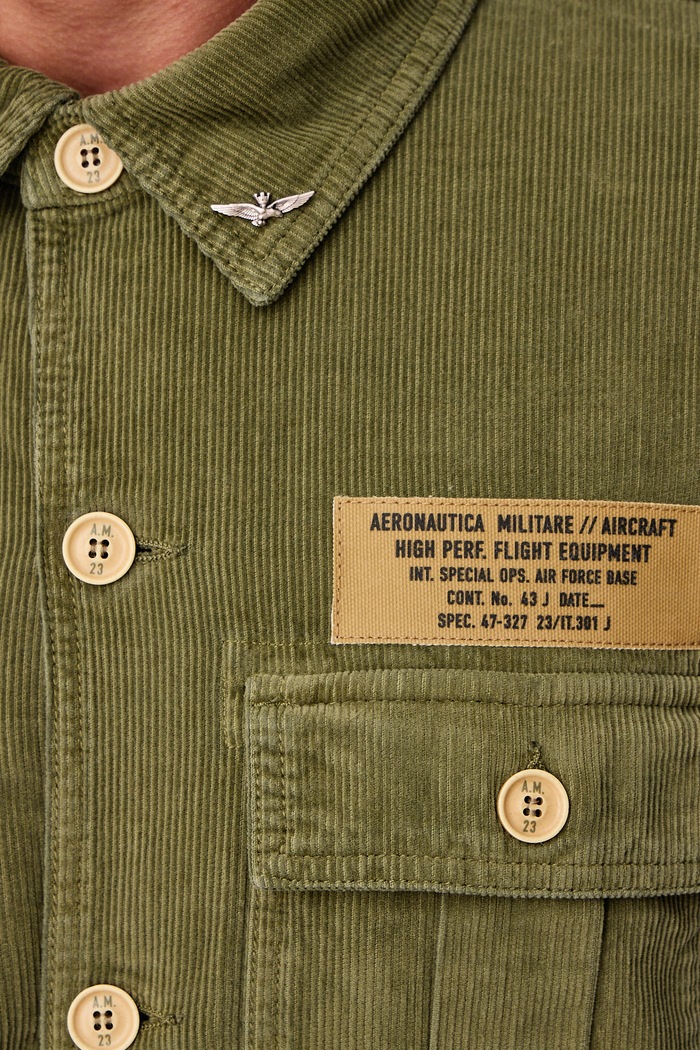 Koszula męska sztruksowa Aeronautica Militare AC0041UCT04300 zielony
