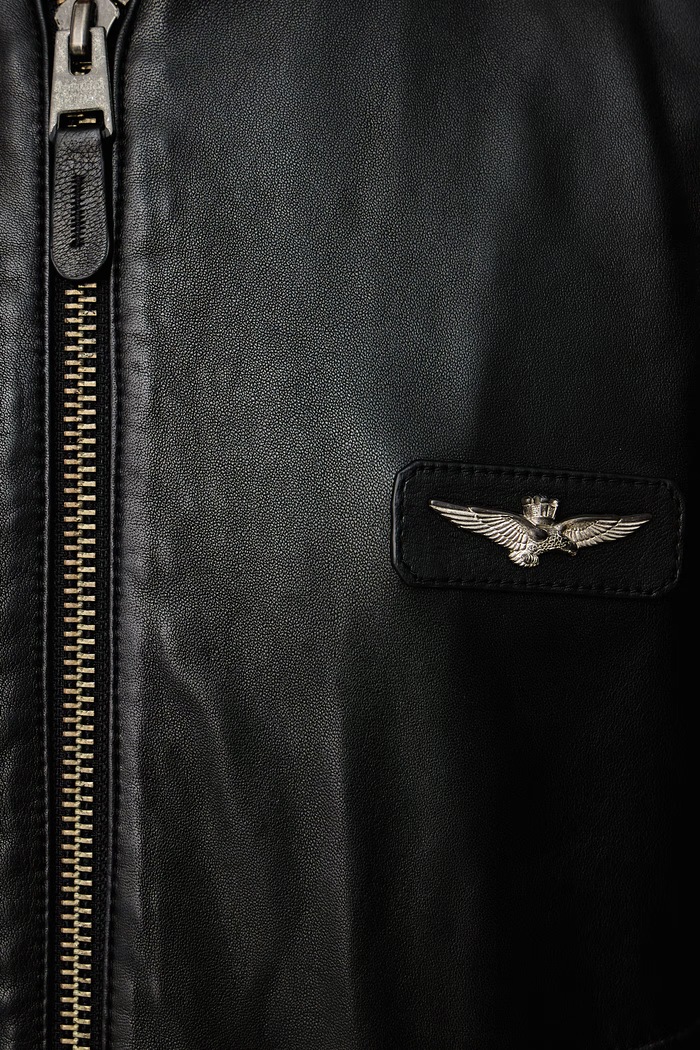 Куртка-бомбер для мужчин из кожи Aeronautica Militare чёрный PN5053UPL00320