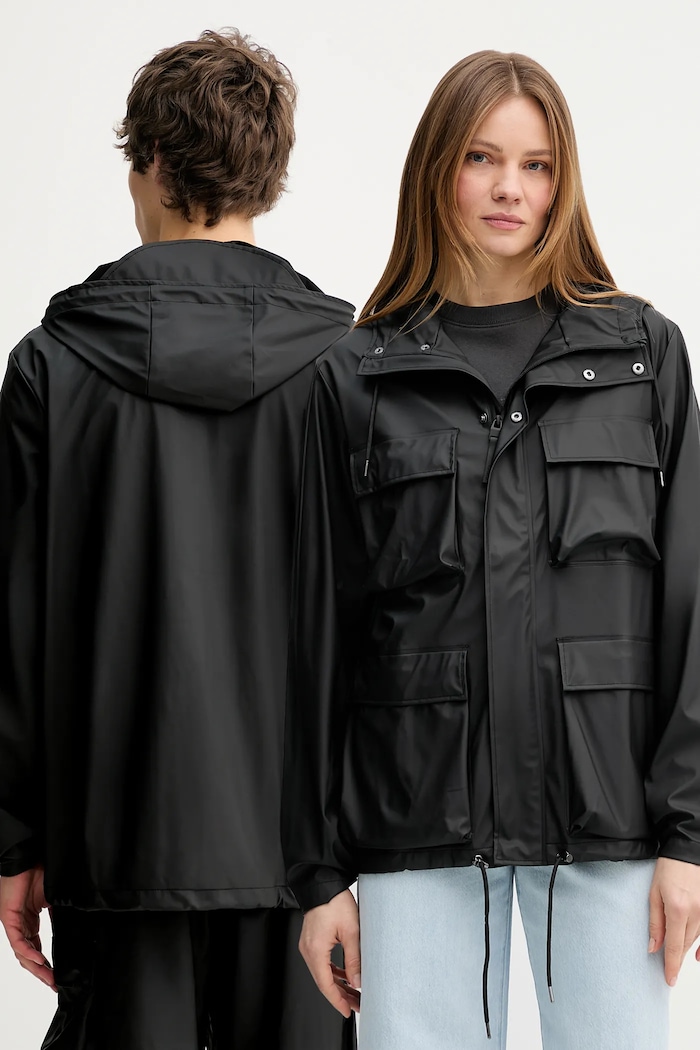 Nepremokavá bunda Rains 12210 Pocket Jacket W3 nezateplené čierna 12210.01