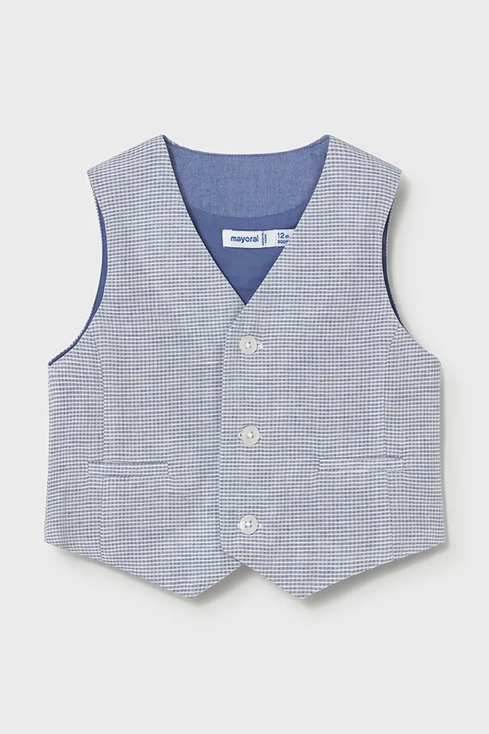 Дитячий жилет з домішкою льону Mayoral 1312.3A.Baby.PPY2 блакитний SS26