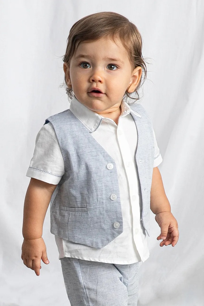 Дитячий жилет з домішкою льону Mayoral 1312.3A.Baby.PPY2 блакитний