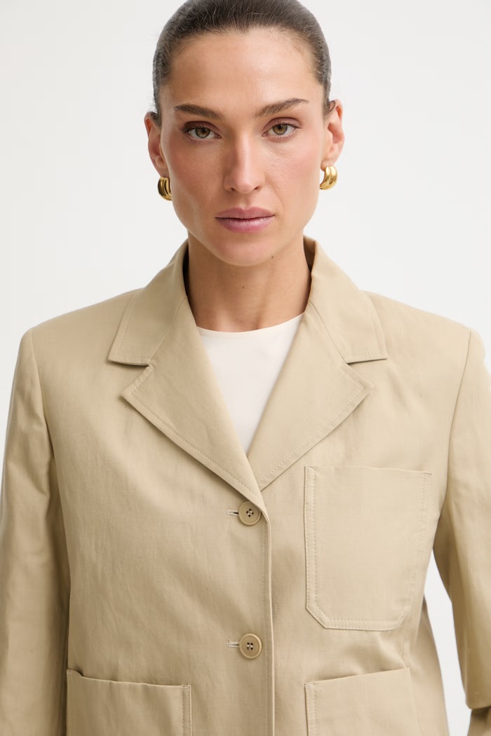 Weekend Max Mara krátka bunda dámska s ľanom GLASSA béžová 2615041032600