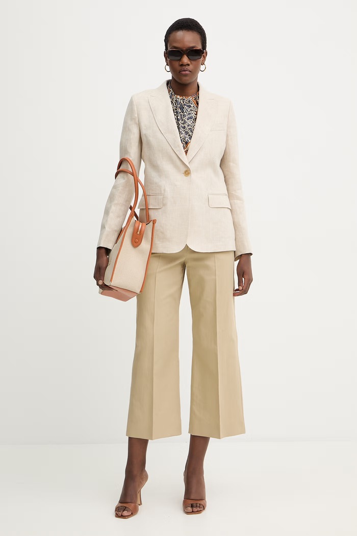 Ľanové sako Weekend Max Mara NALUT 2615041072600 béžová SS26