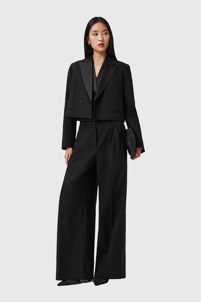 AllSaints vestă din amestec de lână negru W053QD