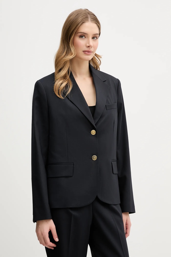 Bunda s prímesou vlny Tommy Hilfiger látka tmavomodrá WW0WW47912