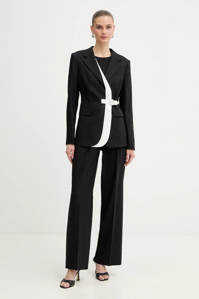 Bunda s prímesou vlny Karl Lagerfeld BW ESSENTIAL B1W14006 čierna SS26