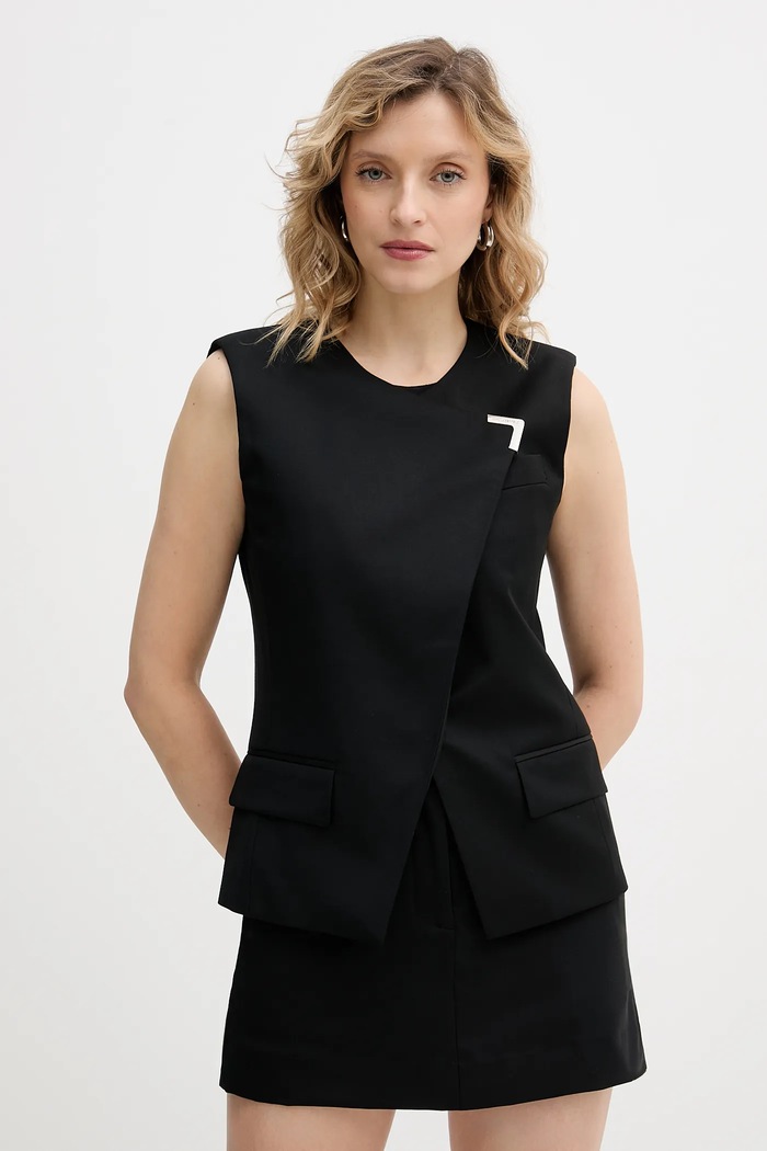Karl Lagerfeld vestă din amestec de lână cu captuseala negru B1W14007