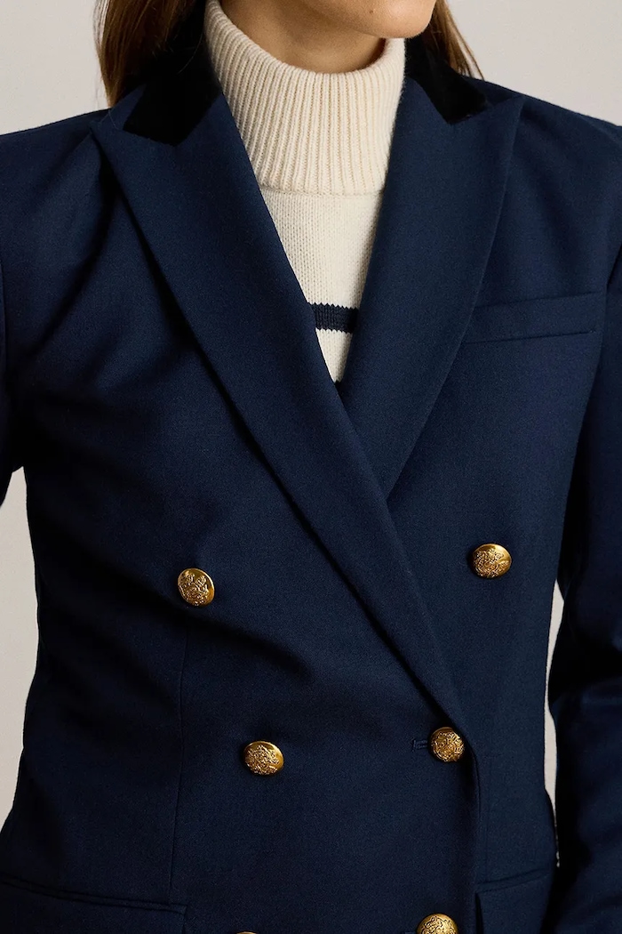 Vlnené sako Lauren Ralph Lauren tmavomodrá 200P03499