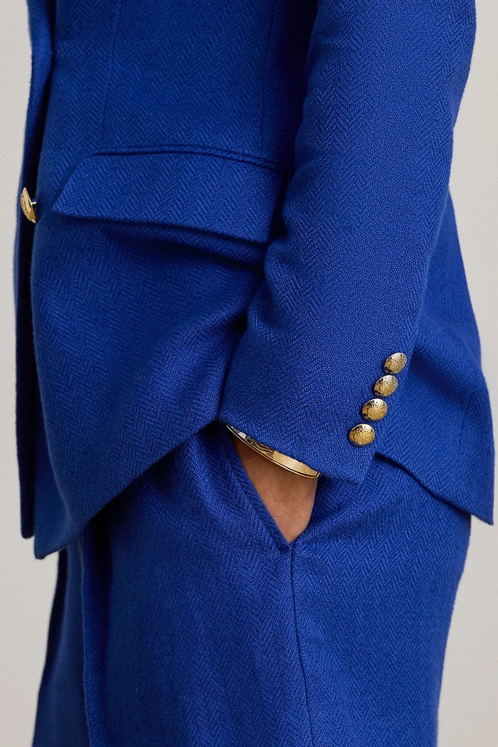 Lauren Ralph Lauren marynarka z dodatkiem lnu 200P03659 niebieski