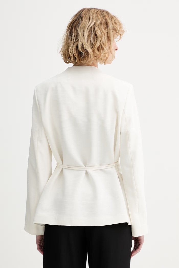 Oblečenie Calvin Klein dvojradové sako dámske s viskózou LV044F408G béžová