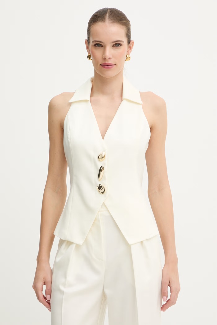 Simona Corsellini gilet tessuto beige P26CPTO00901