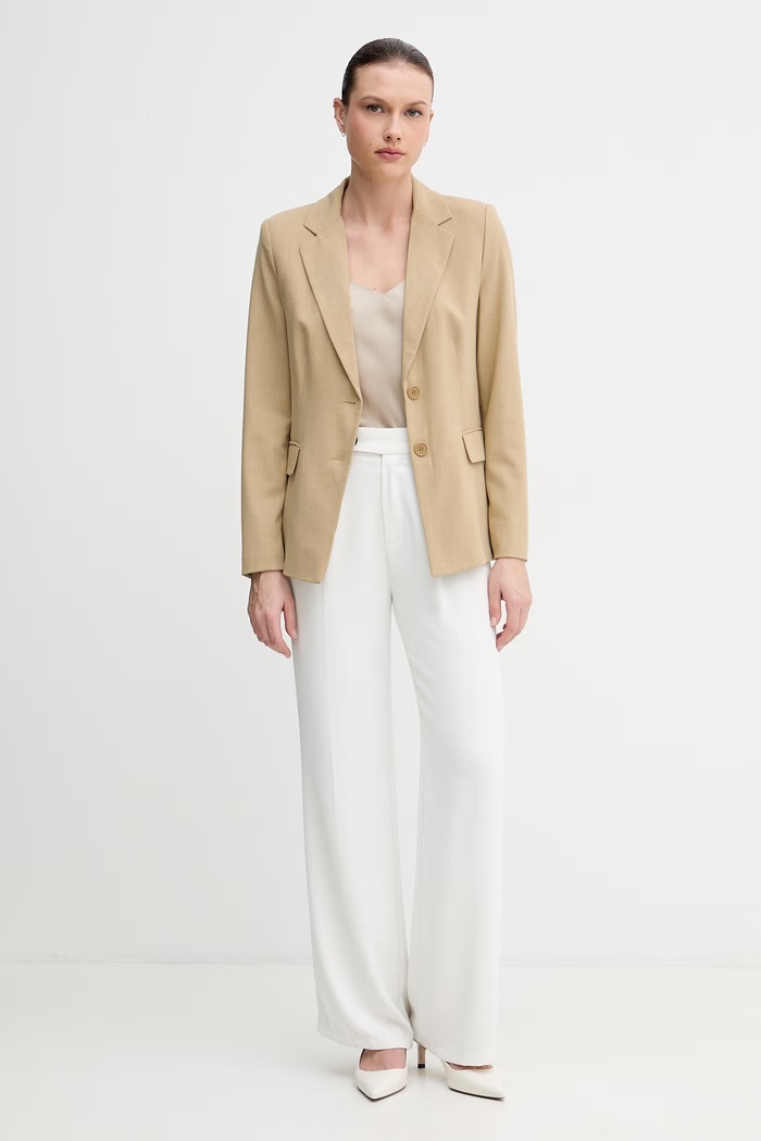 United Colors of Benetton marynarka jednorzędowa damska z wiskozy 2962DW02W beżowy SS26