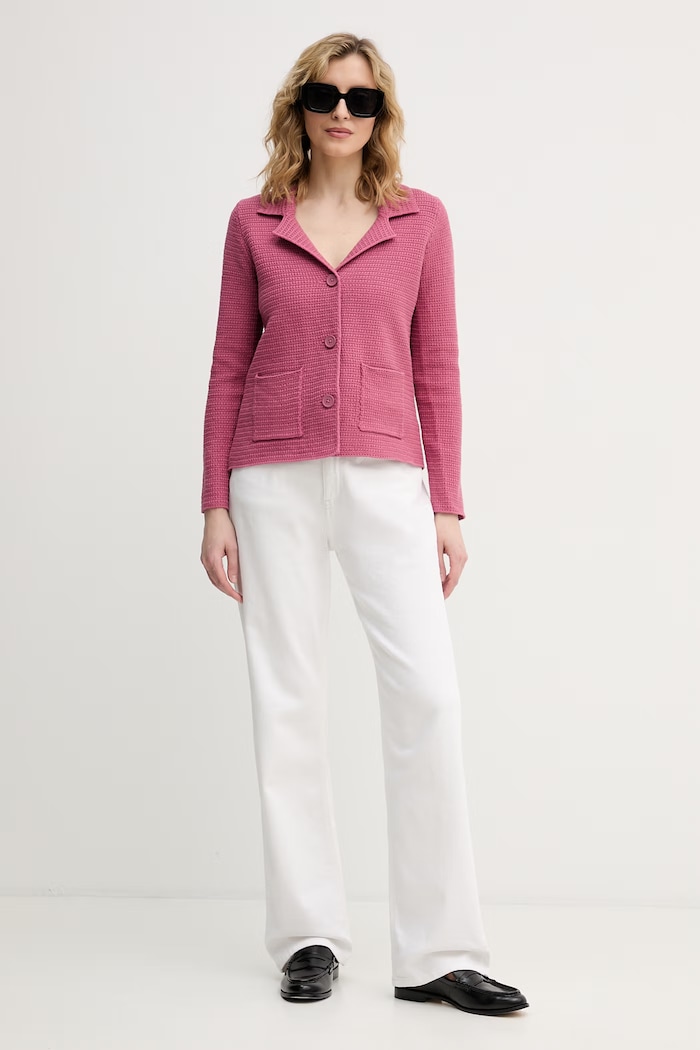 United Colors of Benetton sacou cu un singur rând de nasturi pentru femei, din bumbac 1TWSD605I roz SS26