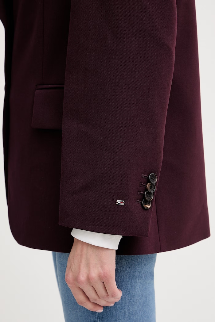 Tommy Hilfiger jednoradové sako dámske s prímesou vlny WW0WW49589