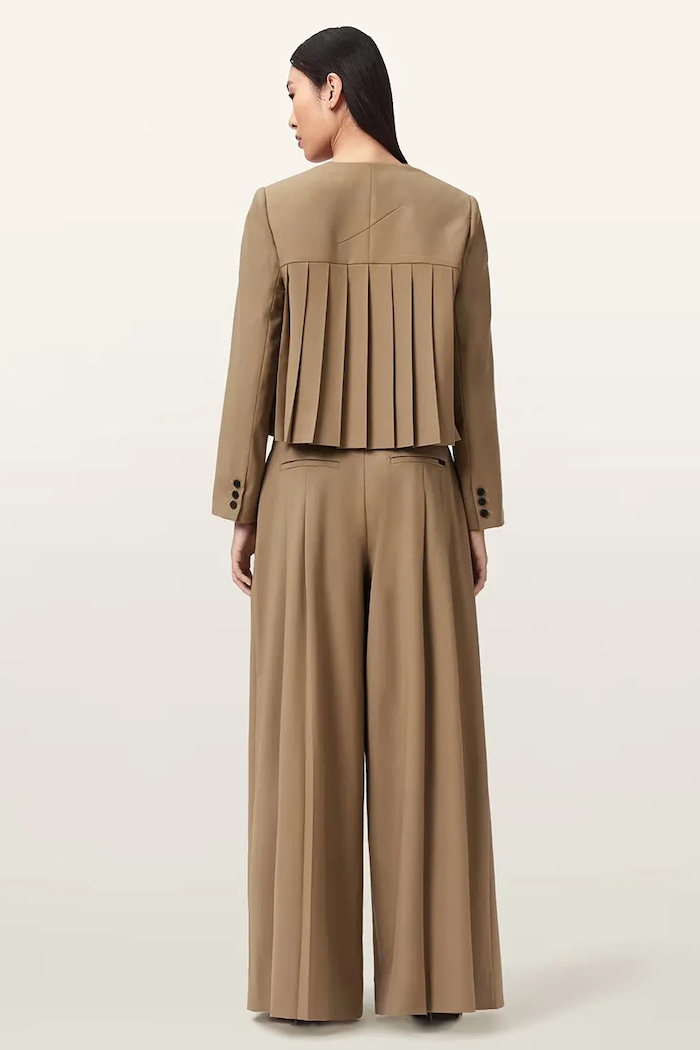 AllSaints spodnie wide leg damskie z wełną POPPY W017QE