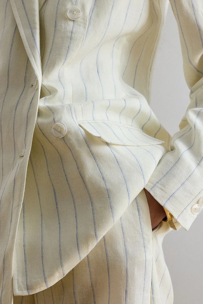Lauren Ralph Lauren dvojradové sako dámske ľanové 200P13586 béžová