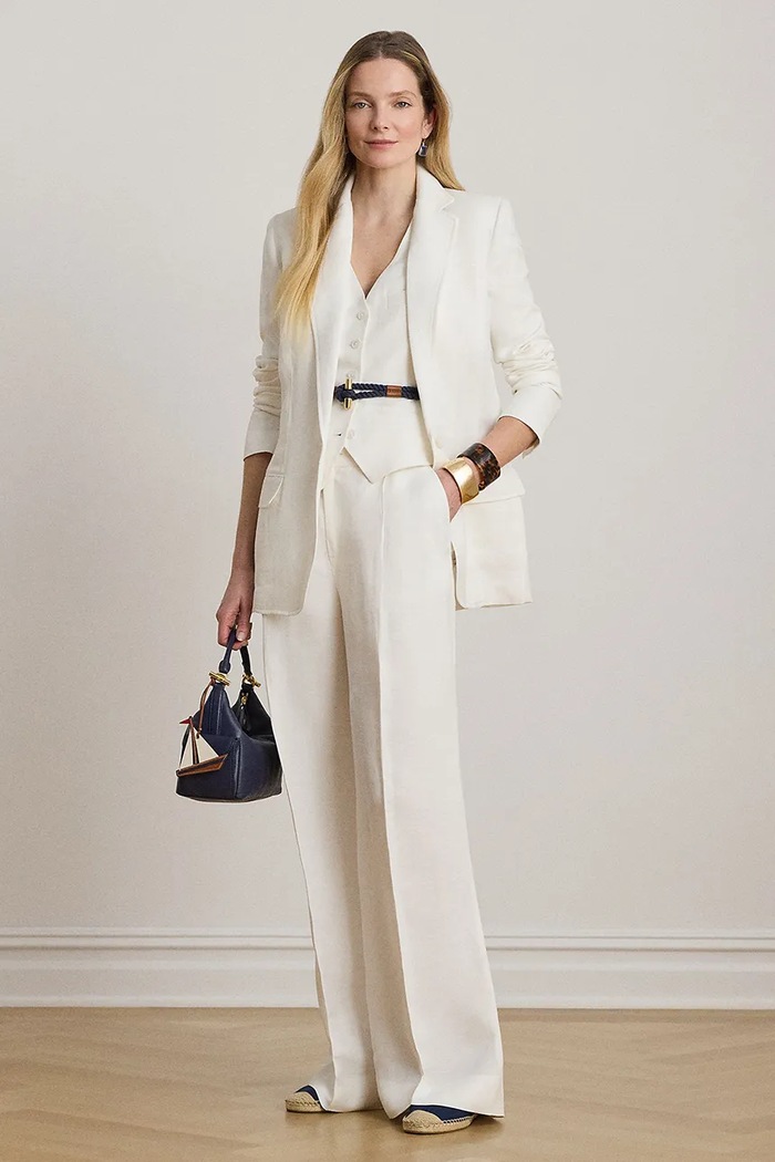 Ruházat Lauren Ralph Lauren egysoros női lenvászonnal 200P13643 fehér
