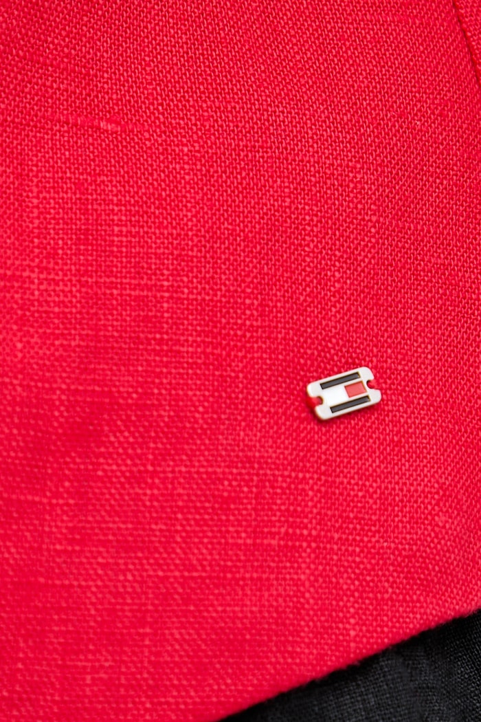 Tommy Hilfiger kamizelka jednorzędowa damska z lnem WW0WW50765 czerwony