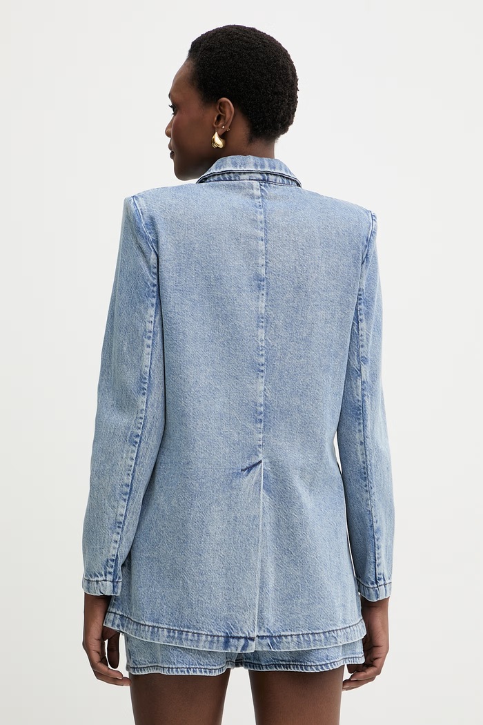 Îmbrăcăminte Armani Exchange sacou cu un singur rând de nasturi pentru femei, din denim XW002262.AF21338 albastru