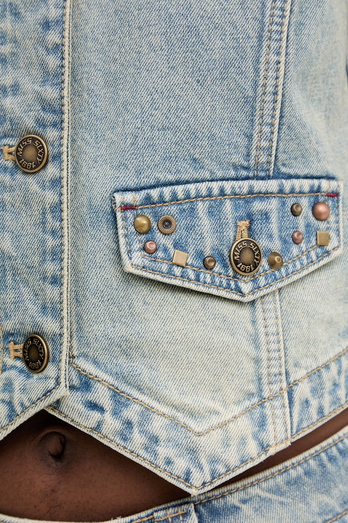 Miss Sixty vestă jeans albastru 6M1WJ46000