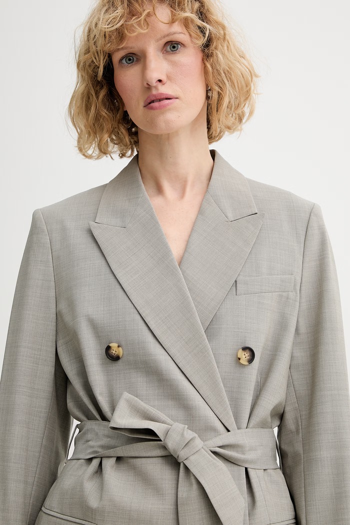 rag & bone marynarka dwurzędowa damska z wełną Virginia szary RA4V25H4MTA