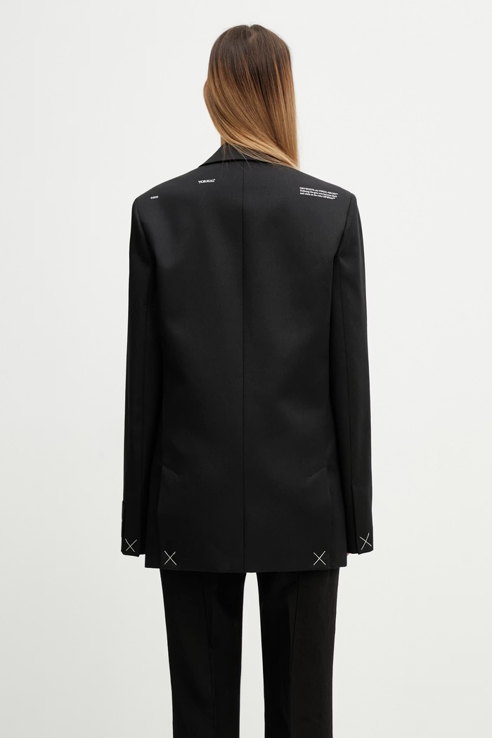 Clothing Off-White Tomboy Label single-breasted jacket wool Women's 2EF099C99FAB002 black