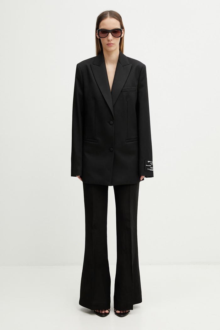 Off-White Tomboy Label single-breasted jacket wool Women's 2EF099C99FAB002 black