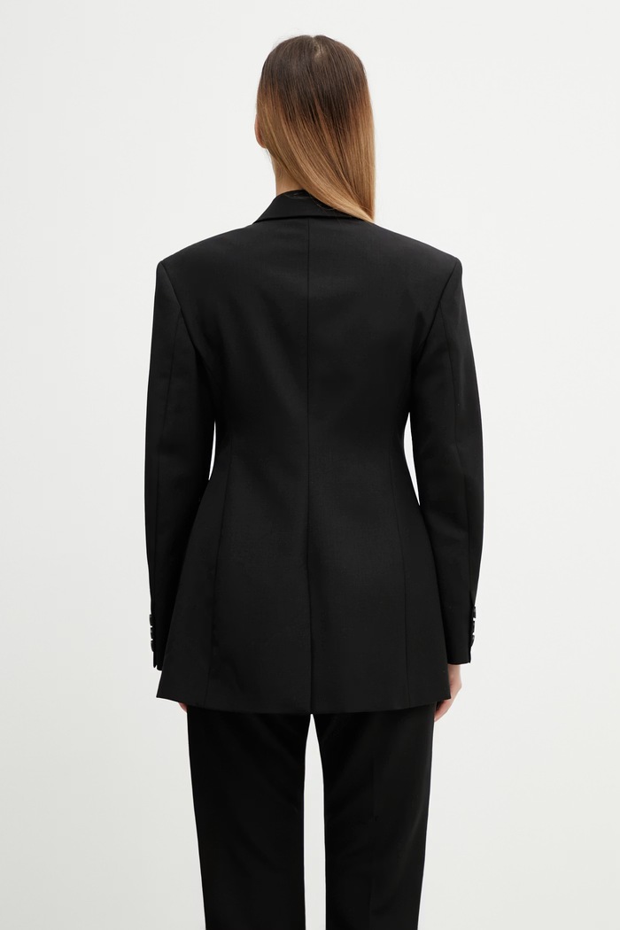 Clothing Wales Bonner Suite Tuxedo double-breasted jacket wool women's WS26JA10.WO01.989 black