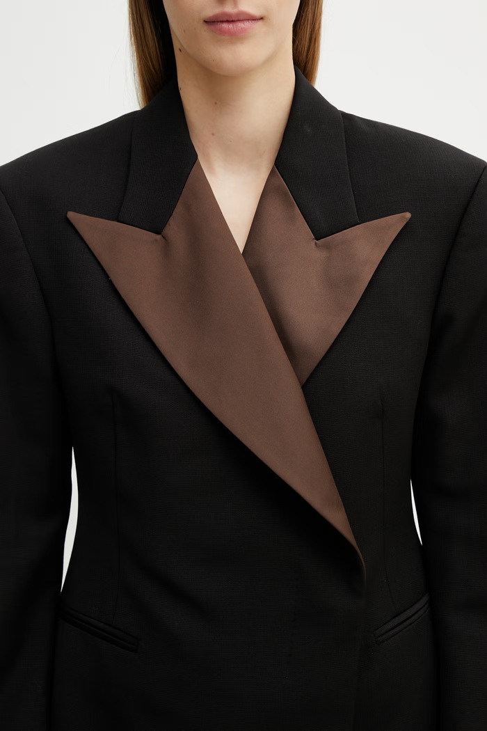 Wales Bonner Suite Tuxedo double-breasted jacket wool women's black WS26JA10.WO01.989