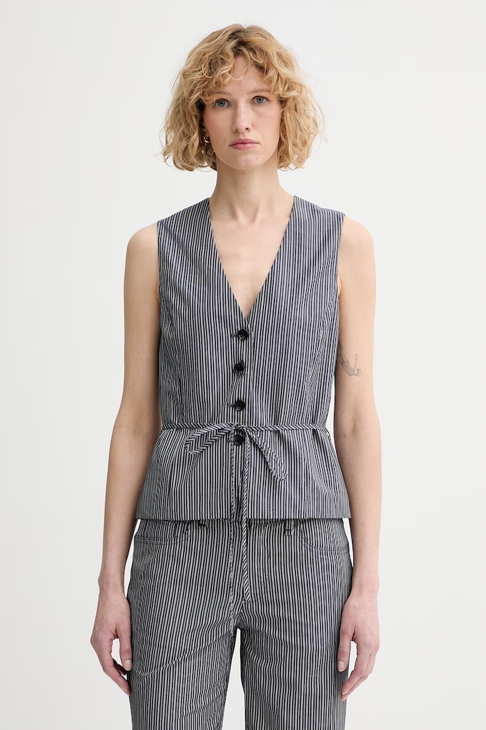 rag & bone kamizelka jednorzędowa damska bawełniana Paulette szary RA6O26S4MCO