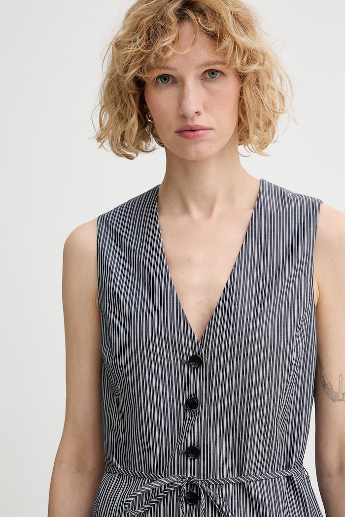 rag & bone kamizelka jednorzędowa damska bawełniana Paulette szary RA6O26S4MCO