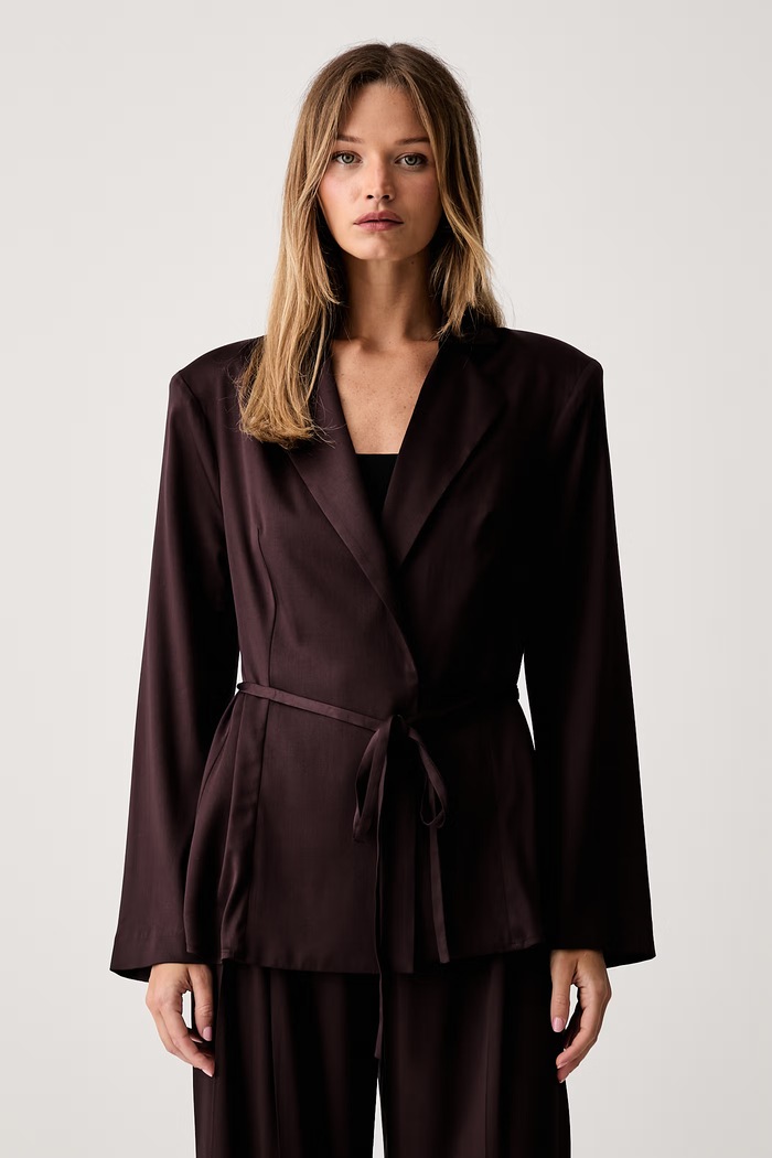 Le Privé blezer damski z lyocellem ROMY BLAZER brązowy LP00688