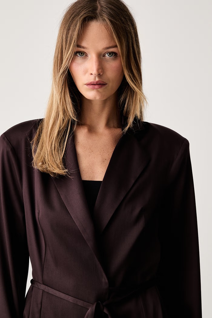 Le Privé blezer damski z lyocellem ROMY BLAZER brązowy LP00688