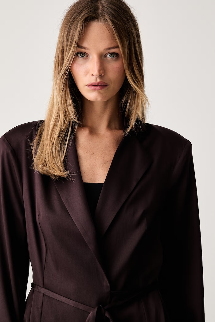 Le Privé blezer damski z lyocellem ROMY BLAZER brązowy LP00688