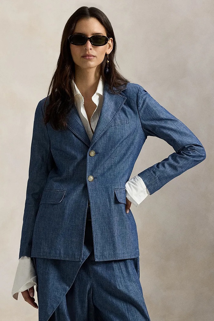 Polo Ralph Lauren marynarka damska bawełniana niebieski 211A96197